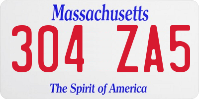 MA license plate 304ZA5