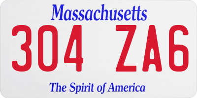 MA license plate 304ZA6