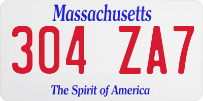MA license plate 304ZA7