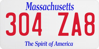 MA license plate 304ZA8