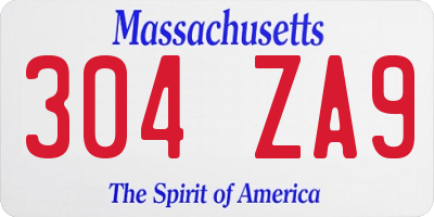 MA license plate 304ZA9