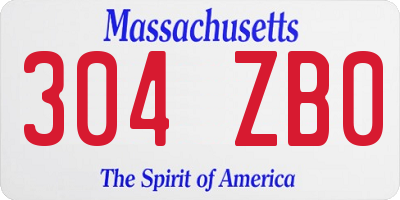 MA license plate 304ZB0
