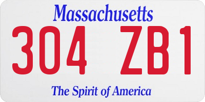 MA license plate 304ZB1