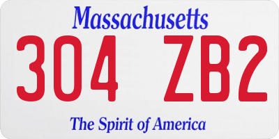 MA license plate 304ZB2