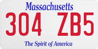 MA license plate 304ZB5