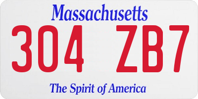 MA license plate 304ZB7