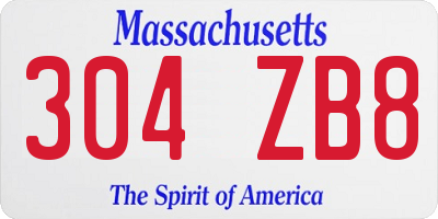 MA license plate 304ZB8