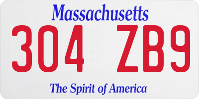 MA license plate 304ZB9