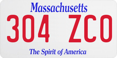 MA license plate 304ZC0