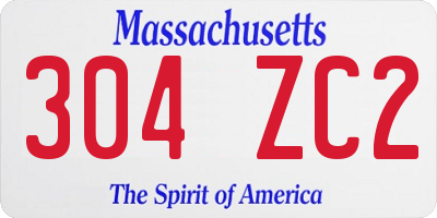 MA license plate 304ZC2