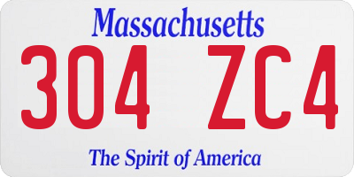 MA license plate 304ZC4