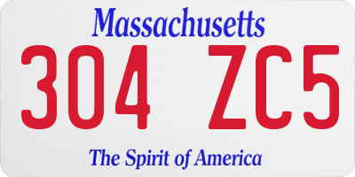 MA license plate 304ZC5