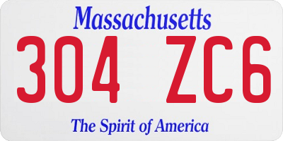 MA license plate 304ZC6