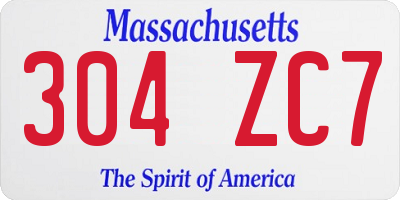 MA license plate 304ZC7