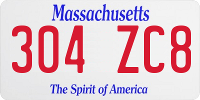 MA license plate 304ZC8