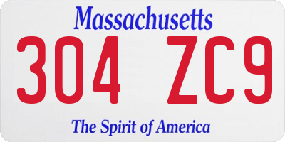 MA license plate 304ZC9