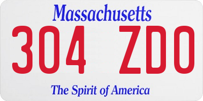 MA license plate 304ZD0