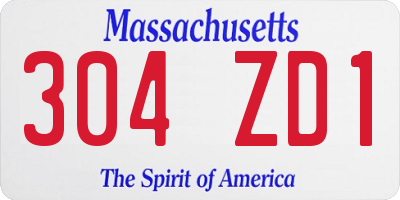 MA license plate 304ZD1