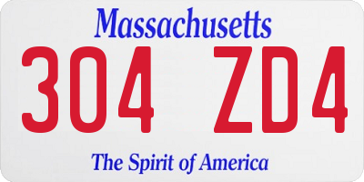 MA license plate 304ZD4