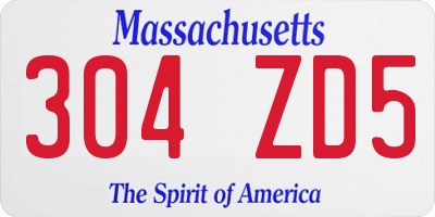 MA license plate 304ZD5