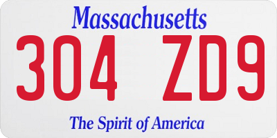 MA license plate 304ZD9