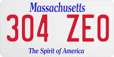MA license plate 304ZE0