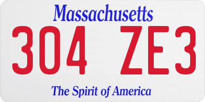 MA license plate 304ZE3
