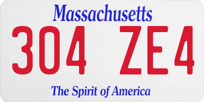 MA license plate 304ZE4