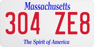 MA license plate 304ZE8
