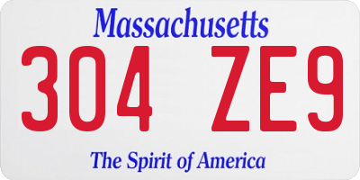 MA license plate 304ZE9