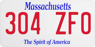MA license plate 304ZF0