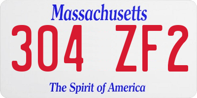 MA license plate 304ZF2
