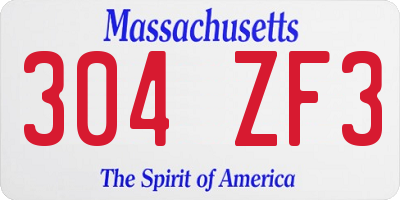 MA license plate 304ZF3