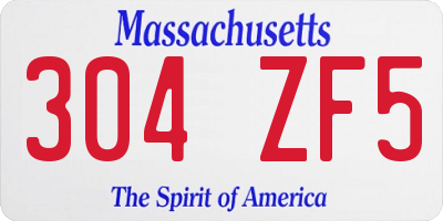 MA license plate 304ZF5