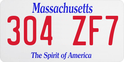 MA license plate 304ZF7