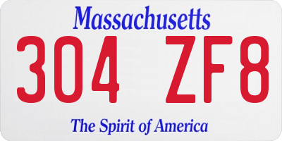 MA license plate 304ZF8