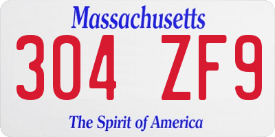 MA license plate 304ZF9