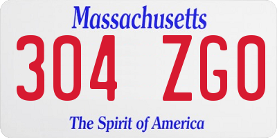 MA license plate 304ZG0