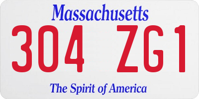 MA license plate 304ZG1