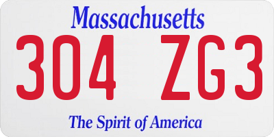 MA license plate 304ZG3