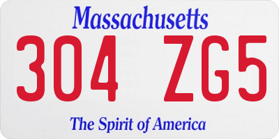 MA license plate 304ZG5