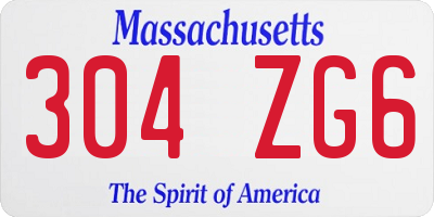 MA license plate 304ZG6