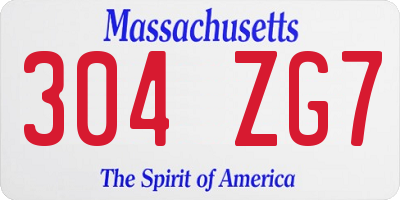 MA license plate 304ZG7
