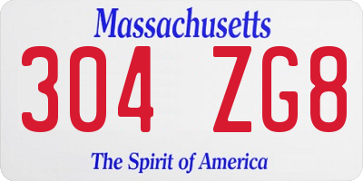 MA license plate 304ZG8