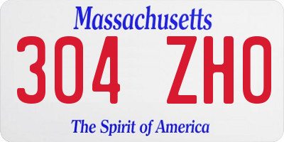 MA license plate 304ZH0