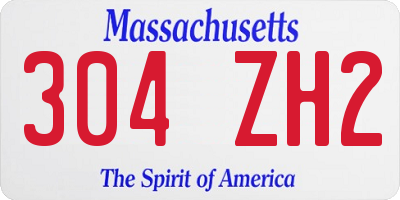 MA license plate 304ZH2