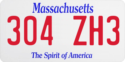 MA license plate 304ZH3