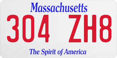 MA license plate 304ZH8