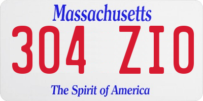 MA license plate 304ZI0