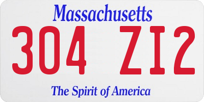 MA license plate 304ZI2